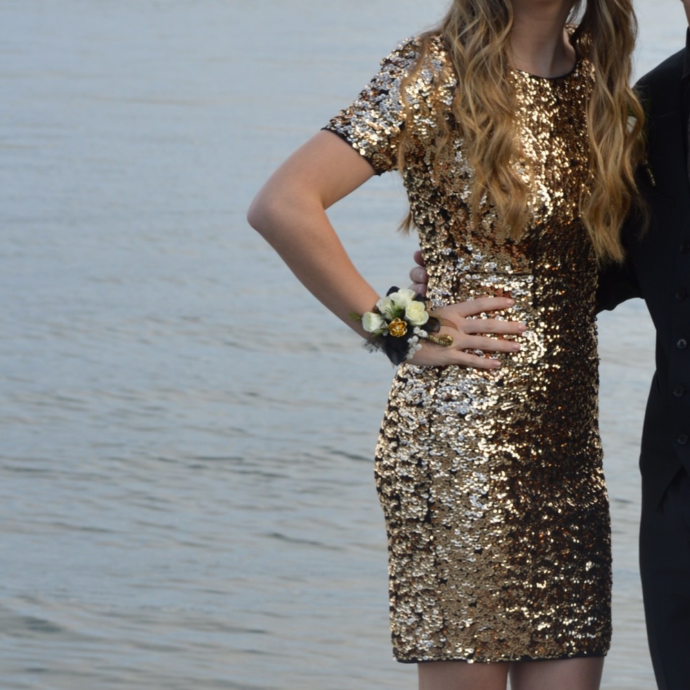 Gold sequined dress